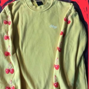 OBEY womans small crewneck sweatshirt w/Cherries.